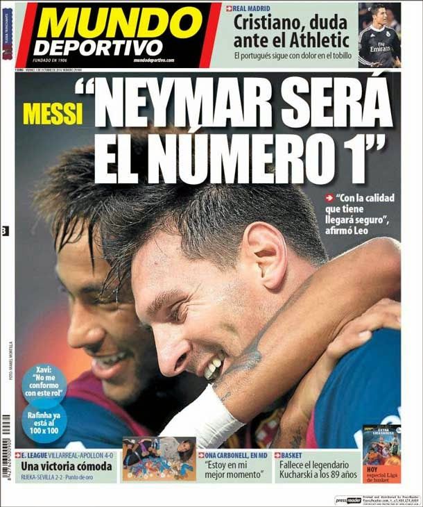 Messi: "neymar será el número 1"