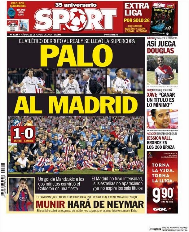 Cover sport, Saturday 23 August 2014