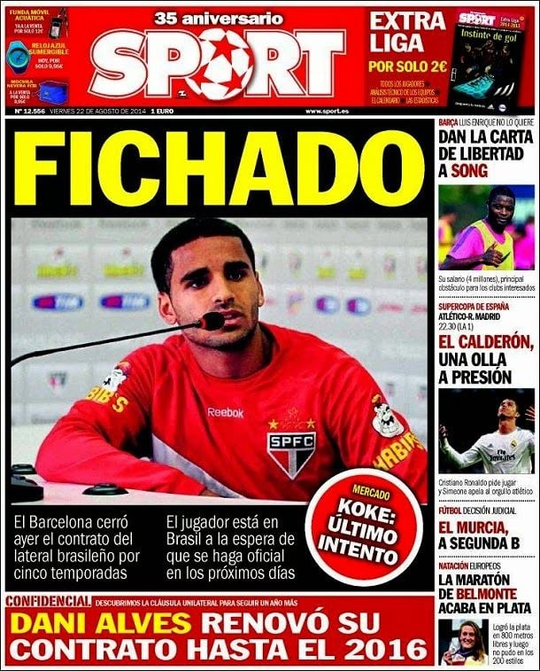 Cover sport, Friday 22 August 2014