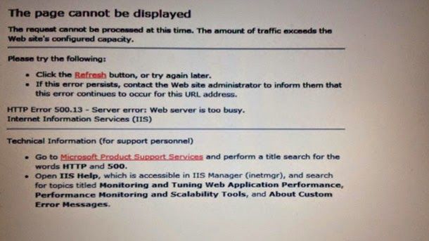 The web page of the tas is hanged and does not work