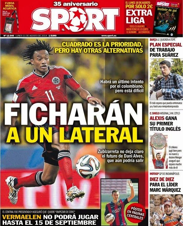 Cover sport, Monday 11 August 2014