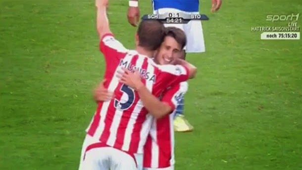 Bojan Marks his first goal with the stoke city