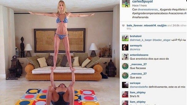 Puyol And his girlfriend practise yoga in ibiza
