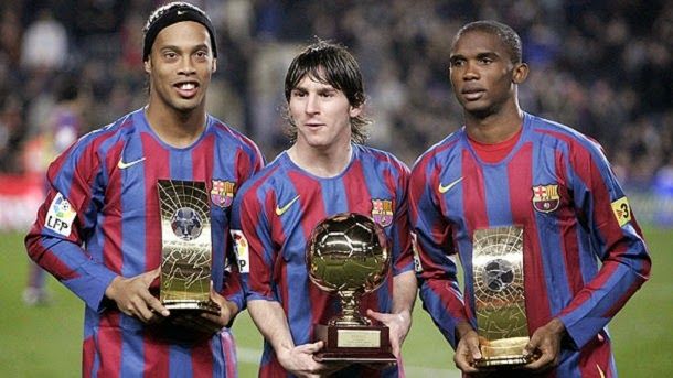 Messi, eto'or and ronaldinho, together in the homage to deco