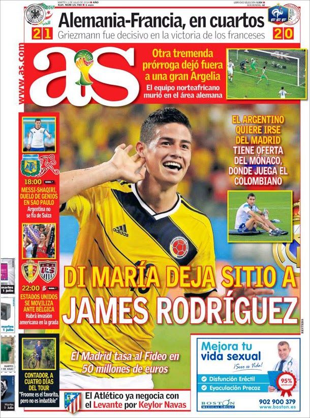 2014 I gave maría leaves place to james rodríguez