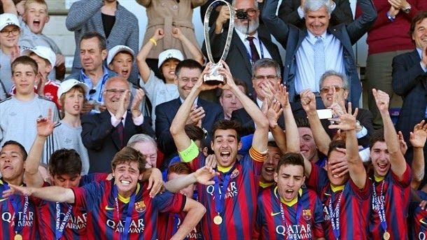 The barcelona, champion of the uefa youth league