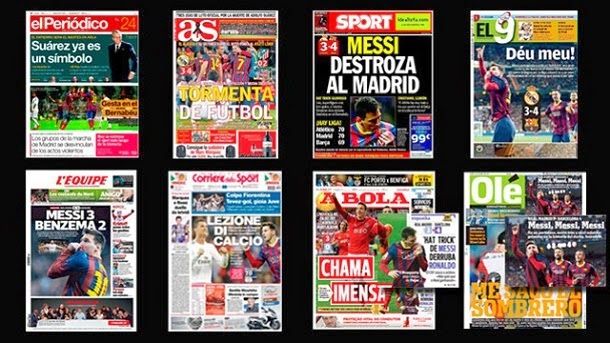 Real madrid barcelona (3 4): the classical in the press interncional