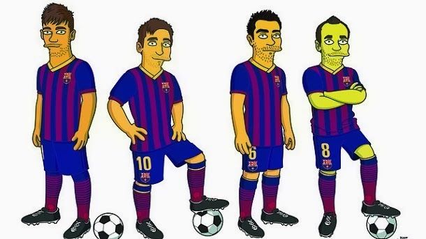 The players of the barcelona in version "the simpsons"