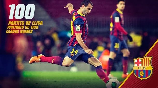 Javier mascherano arrives to the 100 parties of league with the fc barcelona