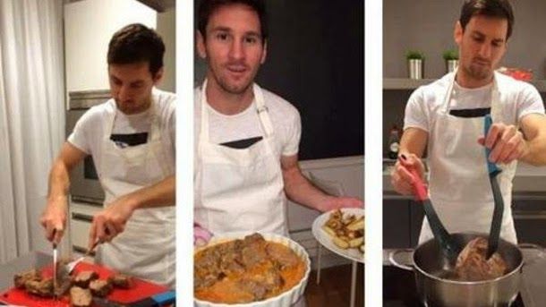 Messi loses a bet and happens  to the kitchen