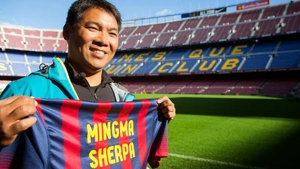 Mingma sherpa, in the museum of the barça