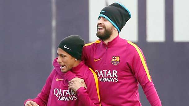 Gerard Piqué y Neymar en un entrenamiento