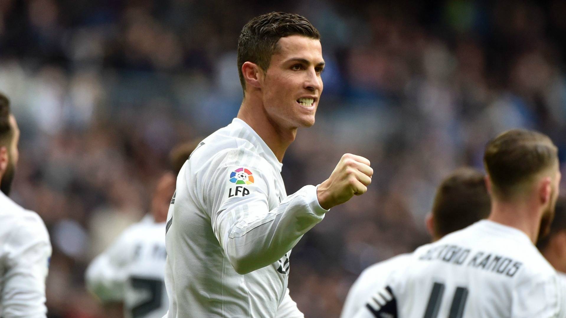 Cristiano Ronaldo, celebrating a goal achieve same