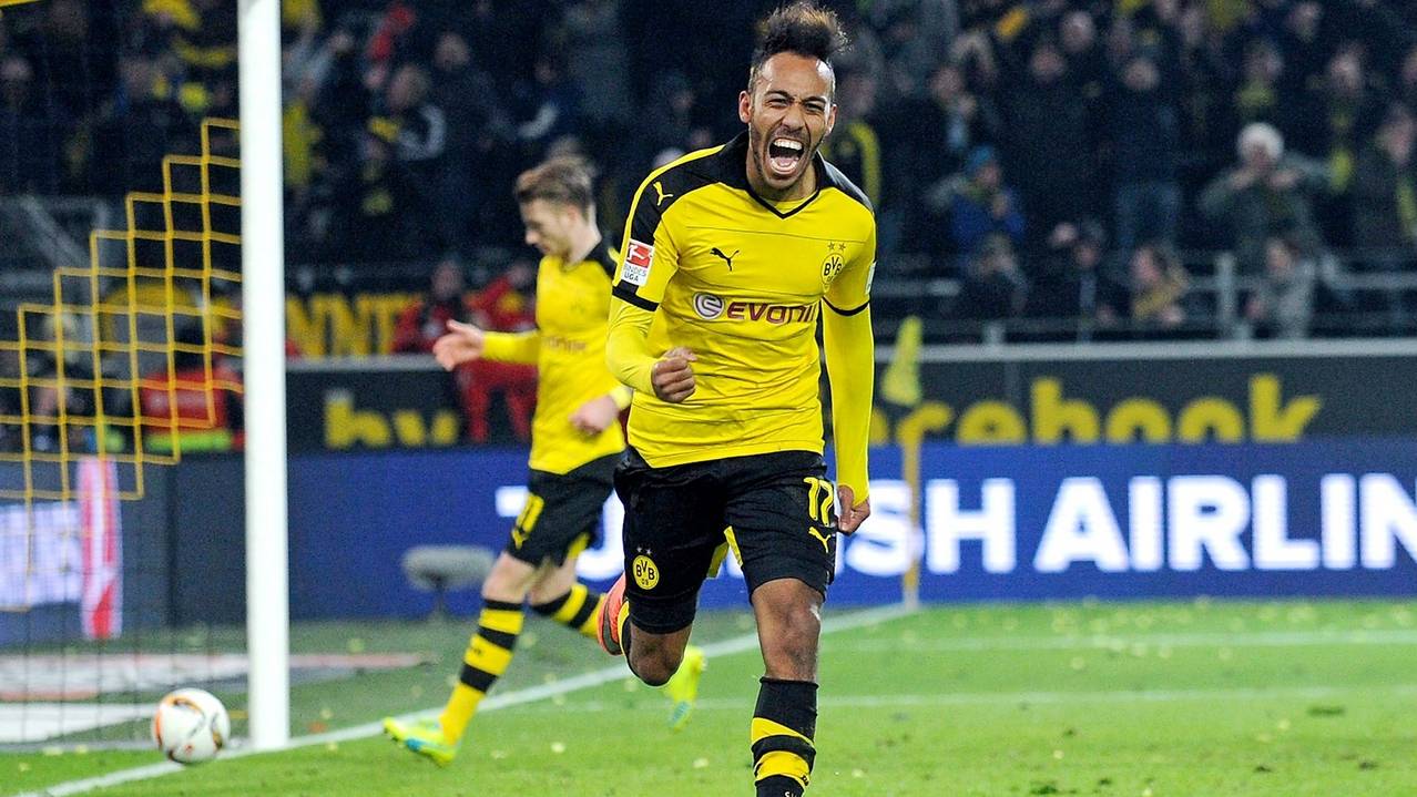 Aubameyang, celebrando un gol con el Borussia Dortmund