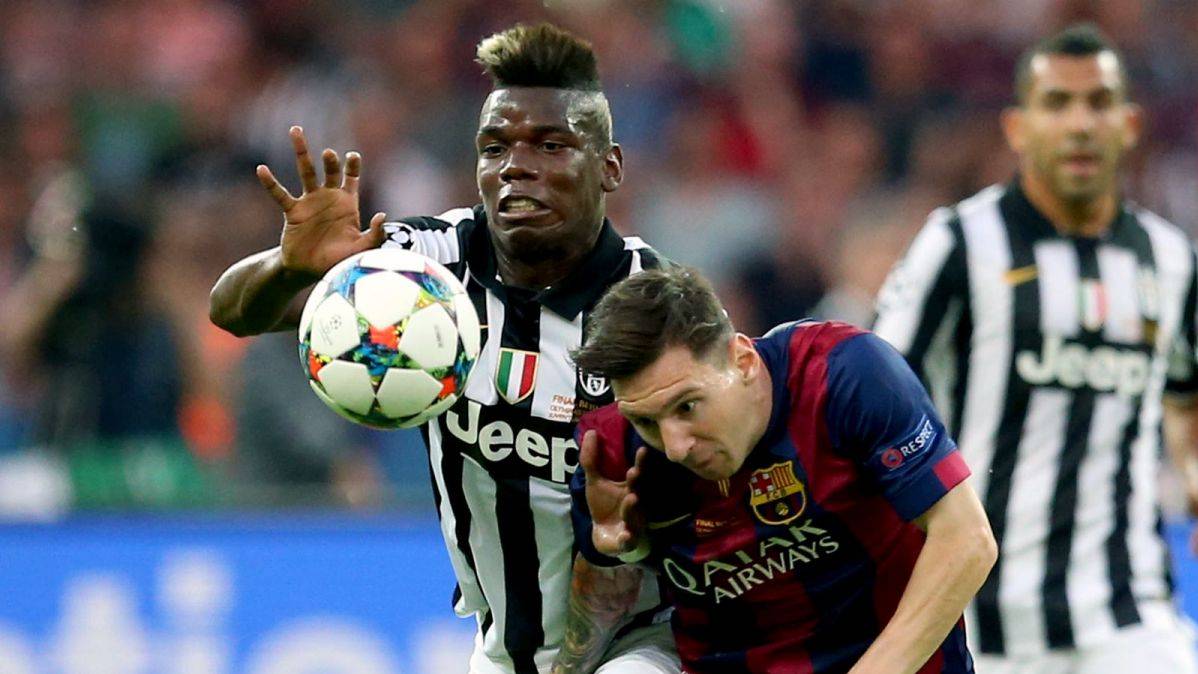 Messi, contesting a balloon with Pogba in the final of Berlin