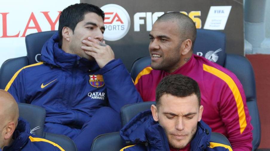 Luis Suárez, in the bench during the party in front of the Getafe