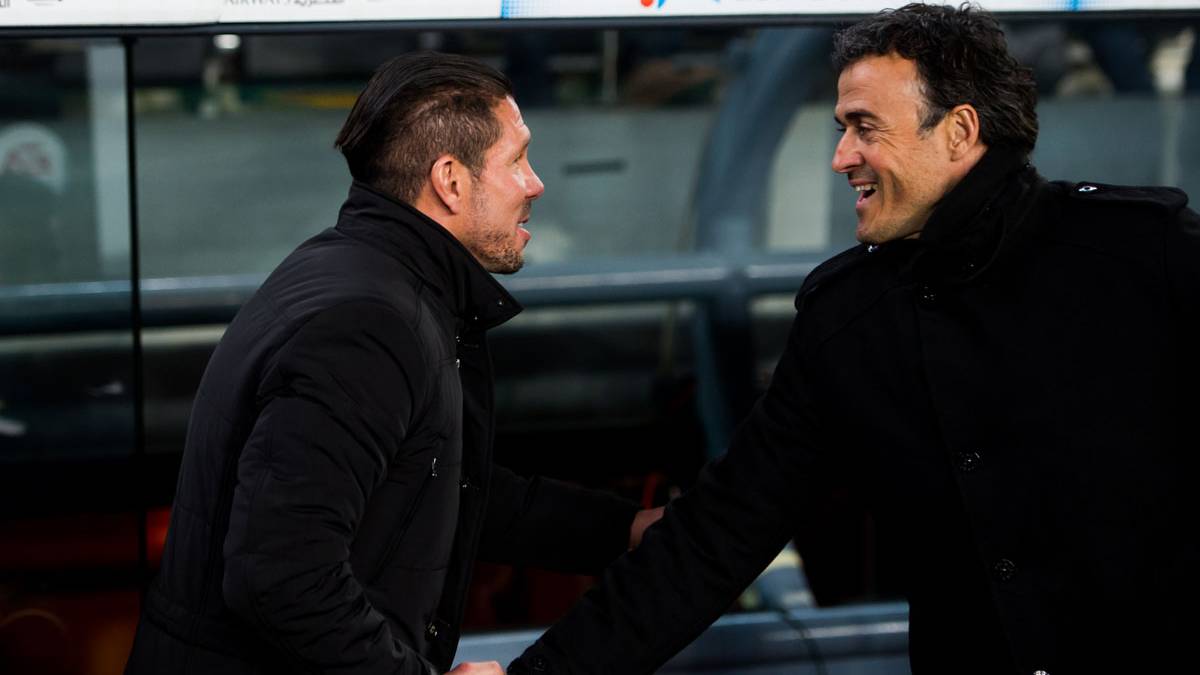 Simeone Greets to Luis Enrique in an Athletic of Madrid-FC Barcelona