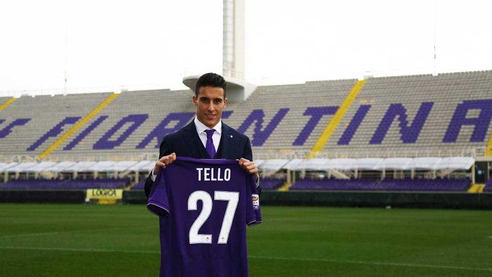 Cristian Tello, the day of his presentation with the Fiorentina the past winter