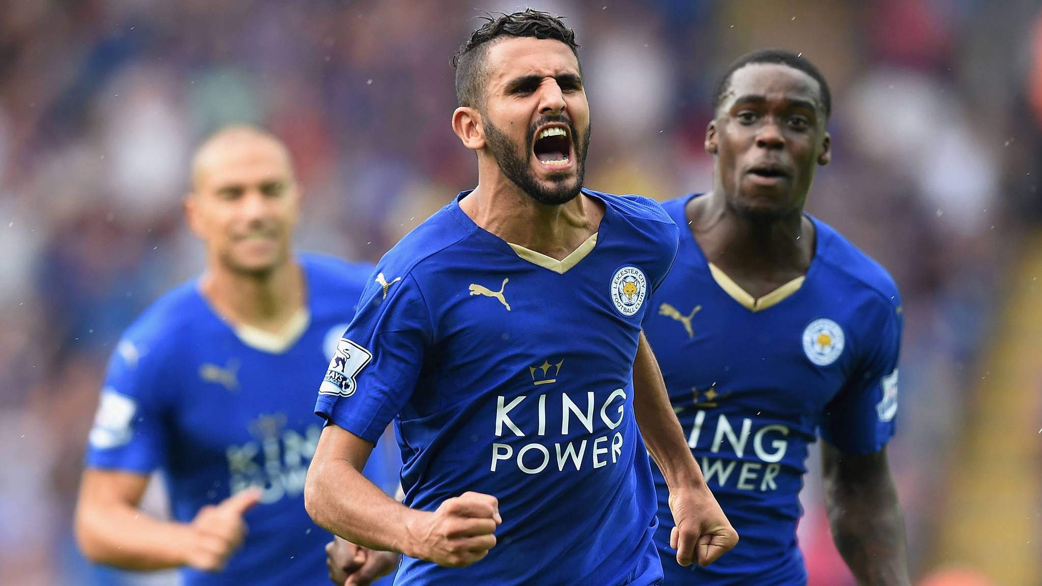 Mahrez, celebrando un gol con el Leicester