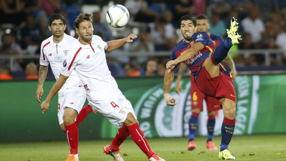 Barça y Sevilla en un enfrentamiento de esta temporada 2015-2016