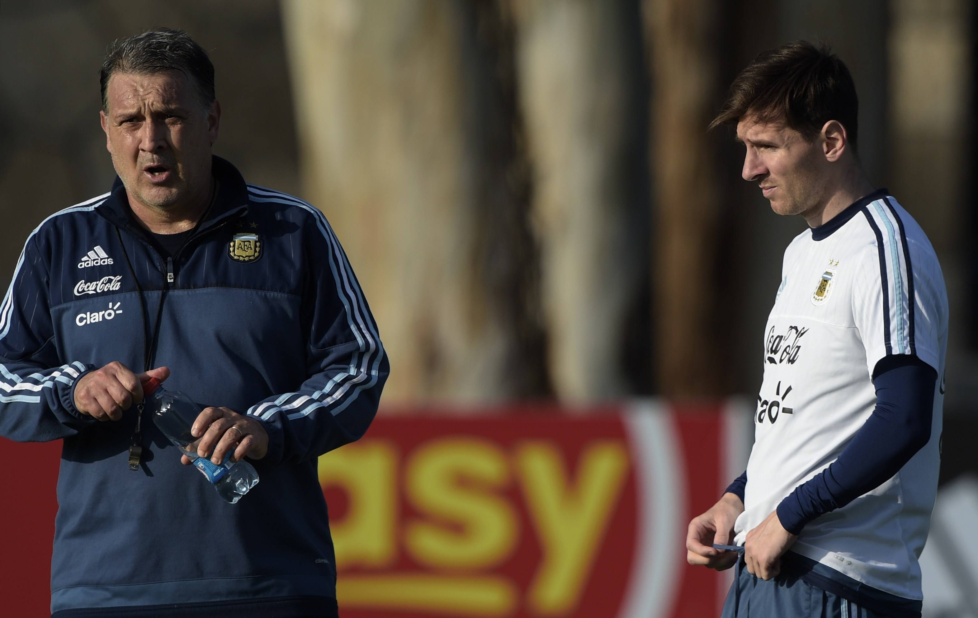 Martino y Messi con la selección de Argentina