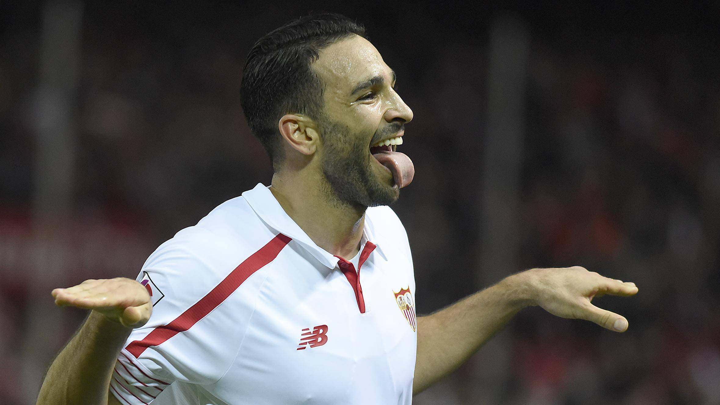 Adil Rami, celebrating a goal with the Seville