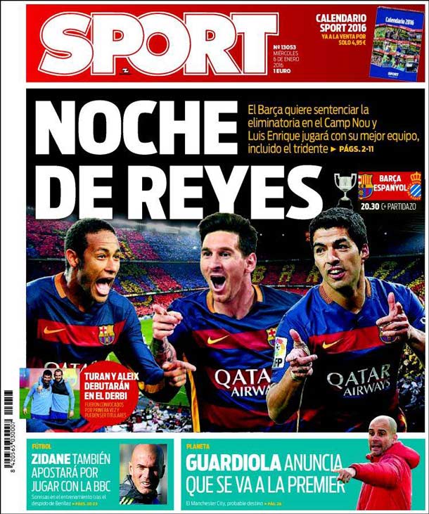 Cover of the newspaper sport, Wednesday 6 January 2016