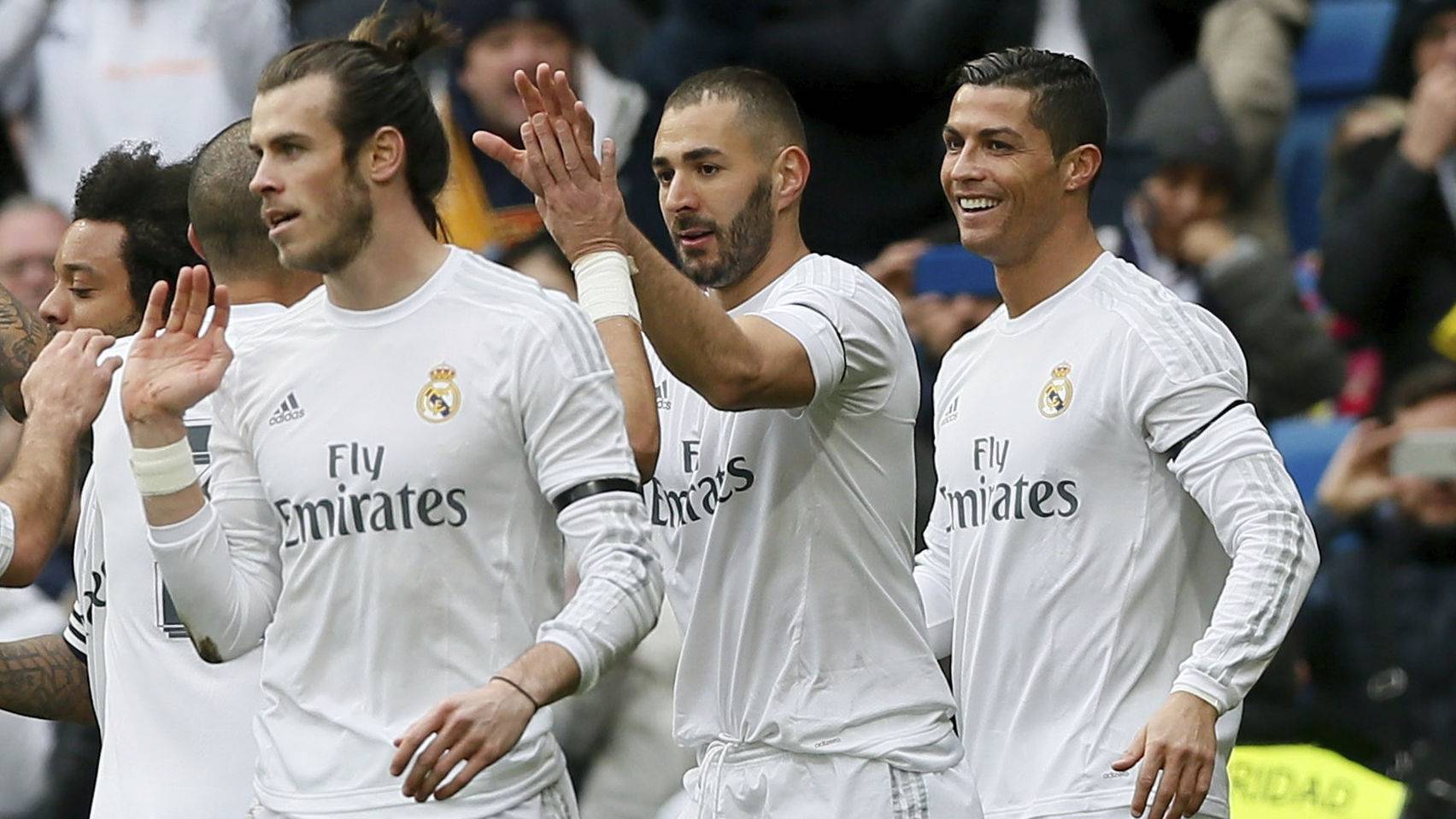 Bale, Benzema y Cristiano, celebrando un gol