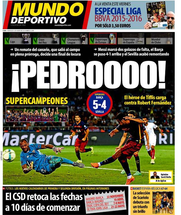 Portada Mundo Deportivo: ¡Pedroooo!