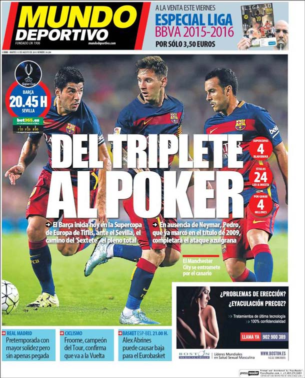 Portada Mundo Deportivo: Del Triplete al Poker