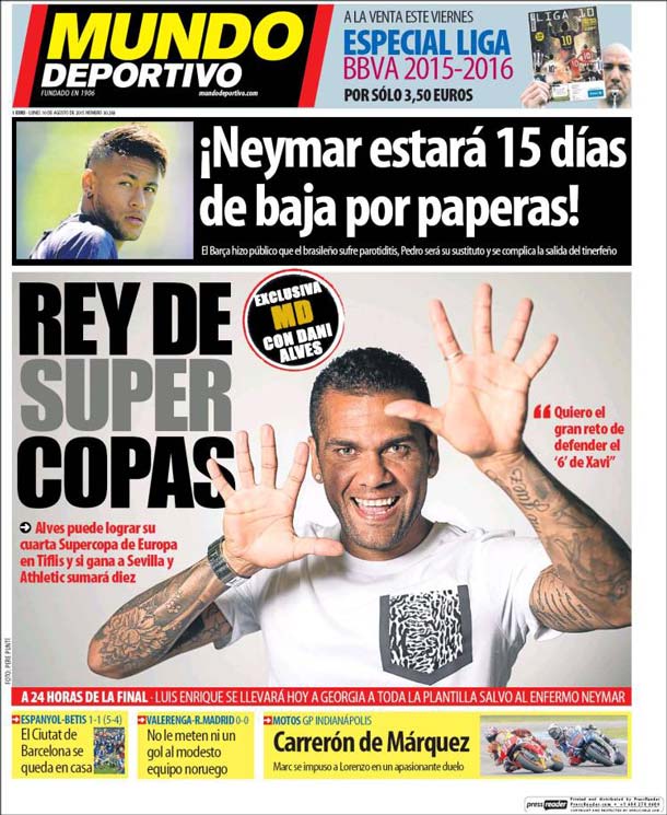 Portada Mundo Deportivo: Rey de Supercopas
