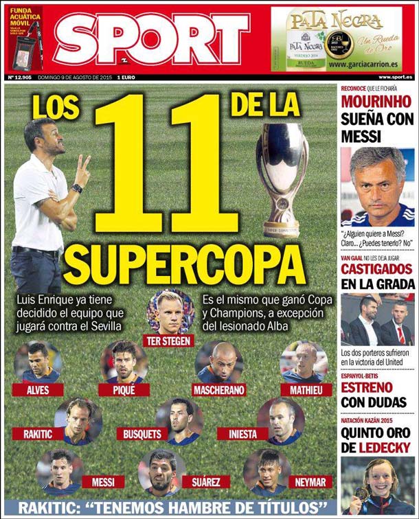 Portada Sport: Los 11 de la Supercopa