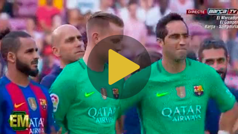Ter Stegen y Claudio Bravo, de cachondeo en la presentación