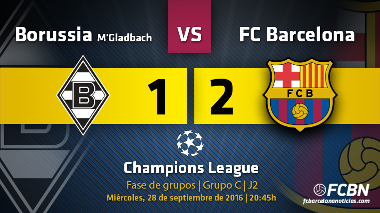 Remontada de líder del Barça en Mönchengladbach (1-2)