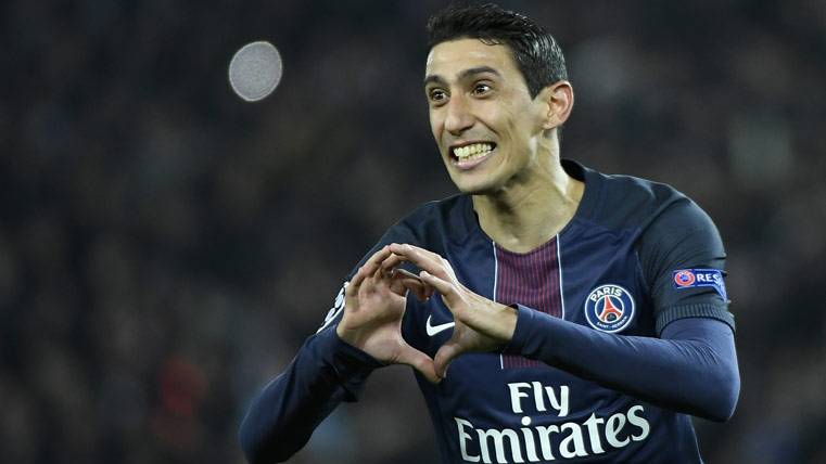 Di María celebró como un poseso el «doblete» al Barça