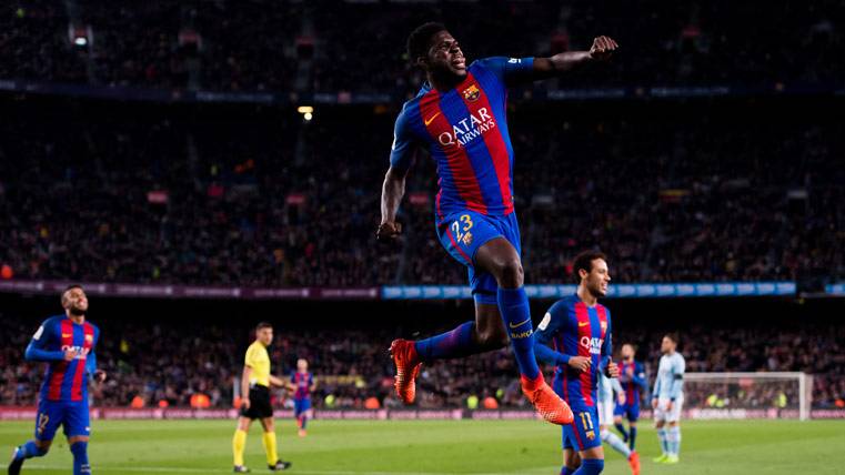 Umtiti se estrenó a nivel goleador tras un regalo de Messi