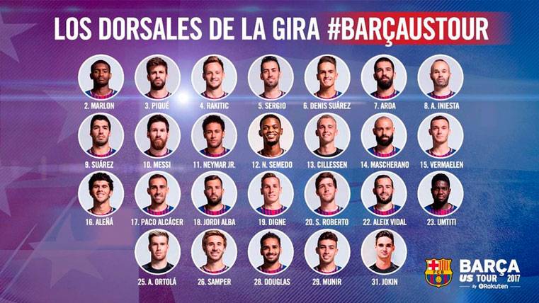 Los jugadores del Barça ya tienen dorsales para la gira