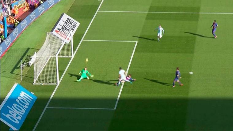 Nuevo milagro de Ter Stegen que no evita el gol de Iago Aspas