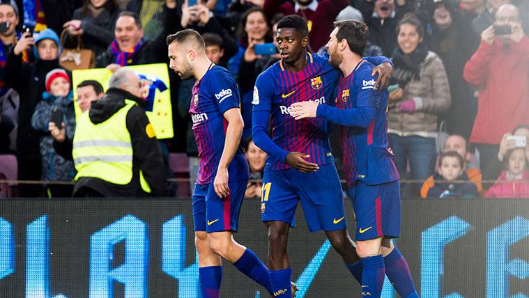 Dembélé se marcó un partidazo y acabó con un pequeño susto