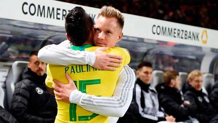 Ter Stegen muestra la gran relación que mantiene con Paulinho