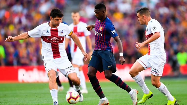 Álex Gallar recortó distancias para un Huesca peleón en el Camp Nou