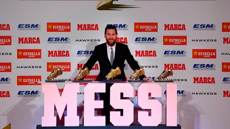 Leo Messi recibió la quinta Bota de Oro de su carrera deportiva