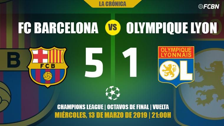 El Camp Nou esquiva el susto del Lyon y el Barça está en cuartos de la Champions (5-1)