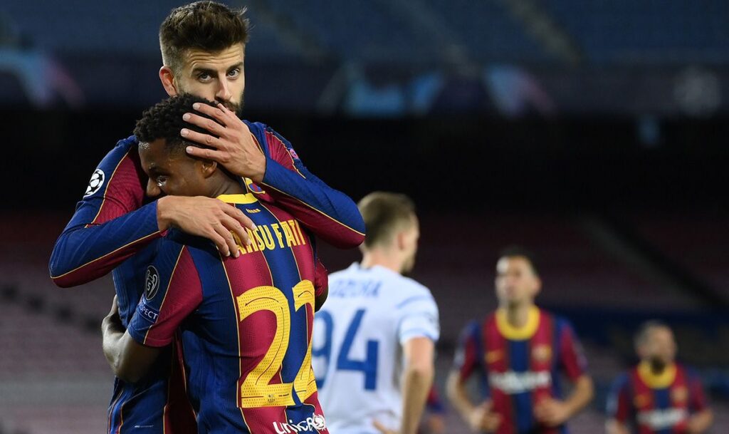Gerard Piqué sentenció al Dynamo gracias a un gran centro de Ansu Fati