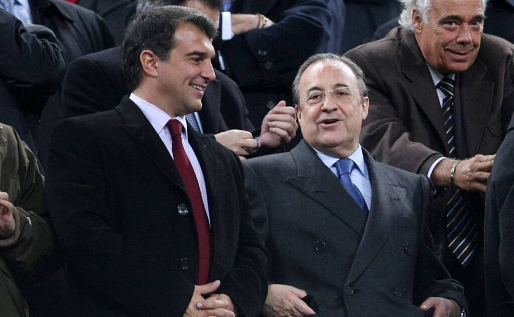 El mensaje de Florentino a Laporta por la lona del Bernabéu