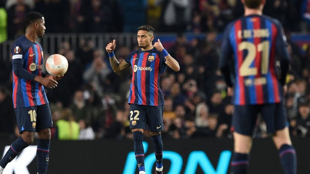 Raphinha, frustrado tras firmar un partidazo contra el United