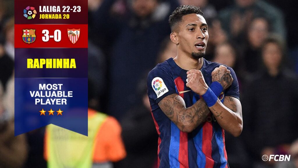 ¡MVP! Raphinha se salió por fin y fue decisivo ante el Sevilla