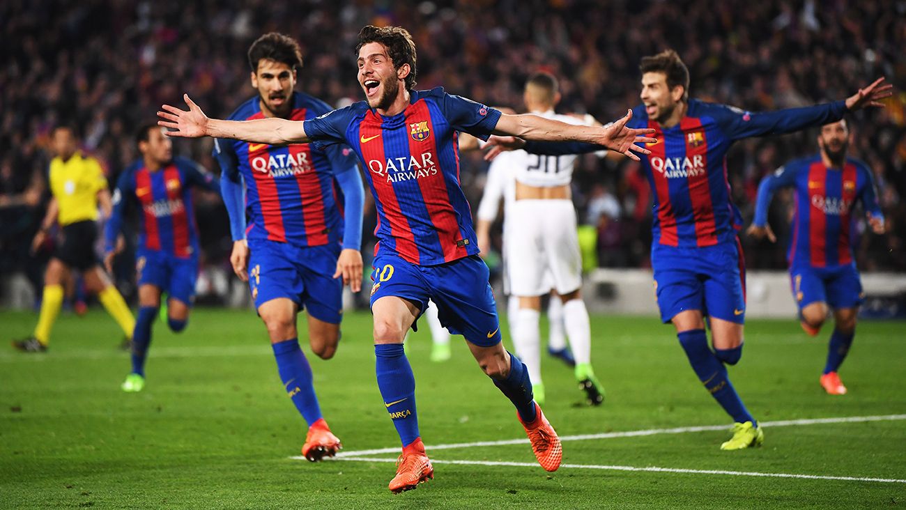 Sergi Roberto celebra el 6-1