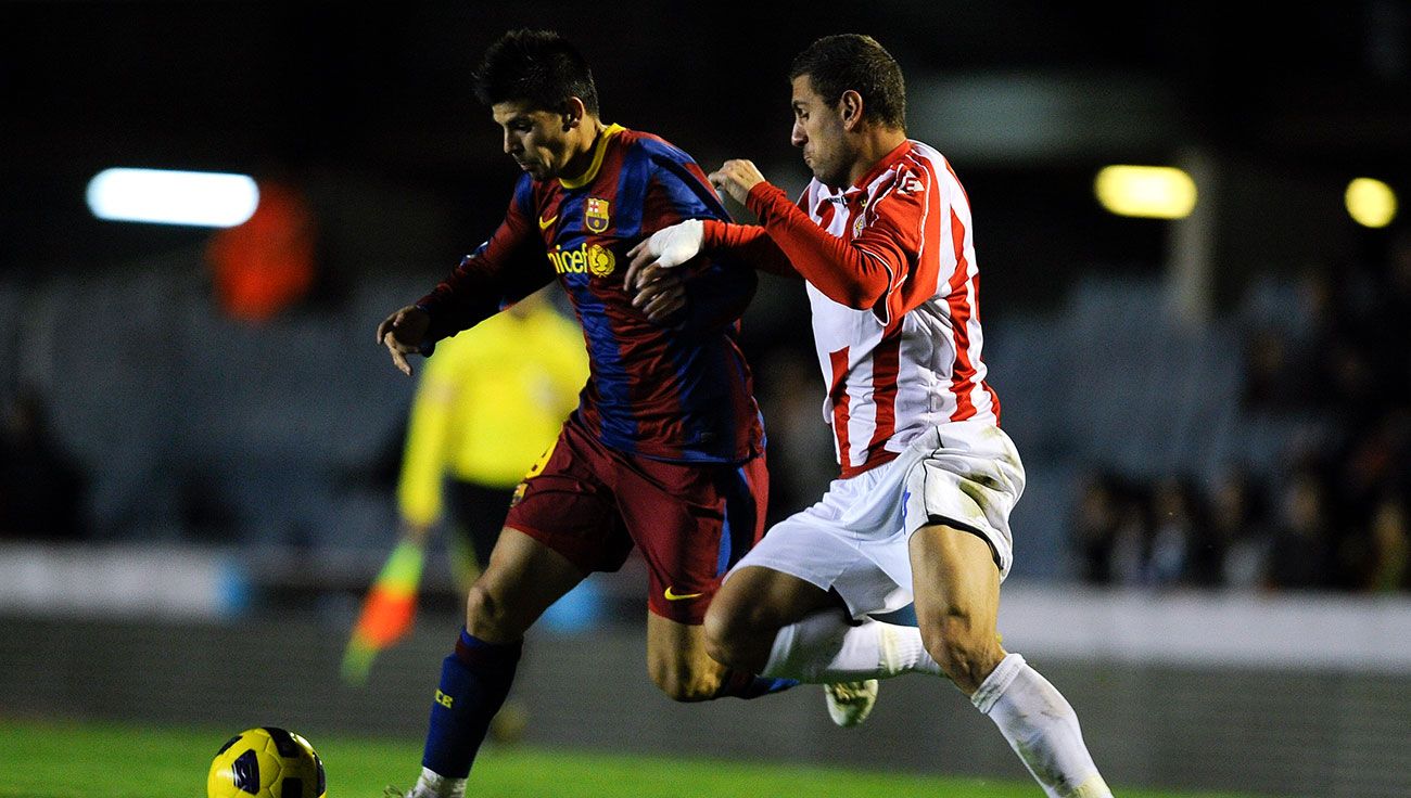 Nolito con el filial del Barça