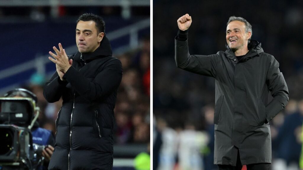 ¡Luis Enrique, muy cariñoso! Conversación con los jugadores del Barça y viral abrazo con Xavi